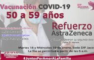 Aplicarán vacuna de refuerzo en Jacona para personas de 50 a 59 años.