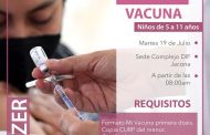 Martes 19 de Julio habrá vacunación para niños de 5-11 años en Jacona 