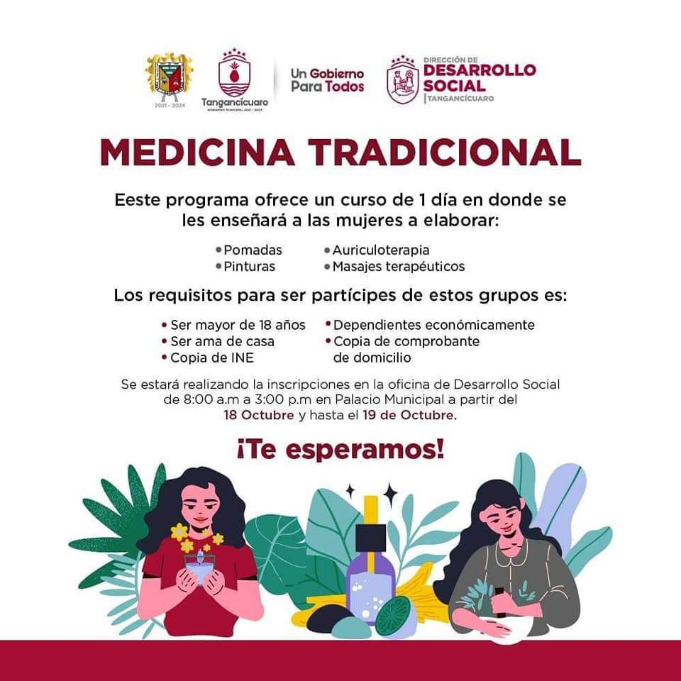 Gobierno de Tangancícuaro te invita al taller de medicina tradicional