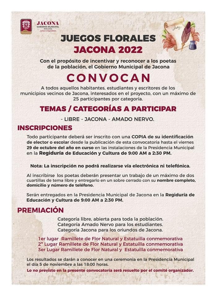 Lanzan la convocatoria para los juegos florales de Jacona 2022