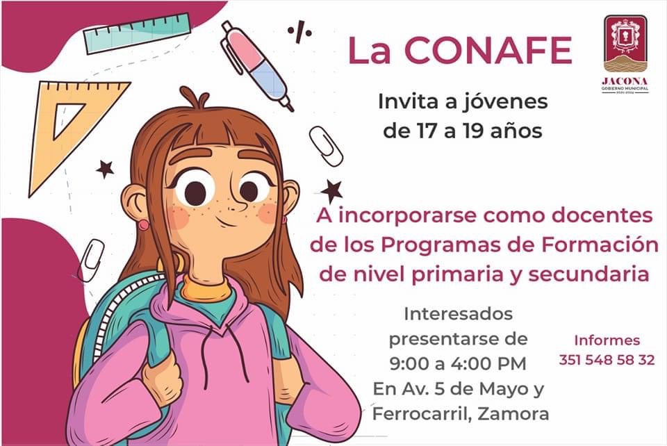 CONAFE invita a los jóvenes jaconenses para ser docentes de primaria y secundaria