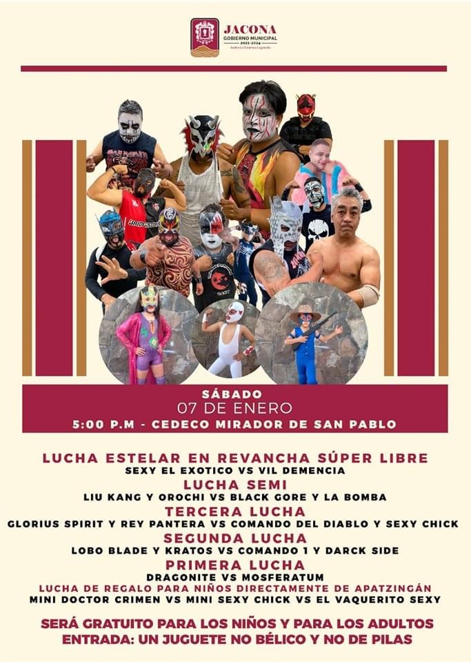 Todo listo para el gran evento de Lucha Libre en el CEDECO Jacona