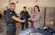 El gobierno de Tangancícuaro entrega equipamiento a seguridad pública por parte del Fortapaz