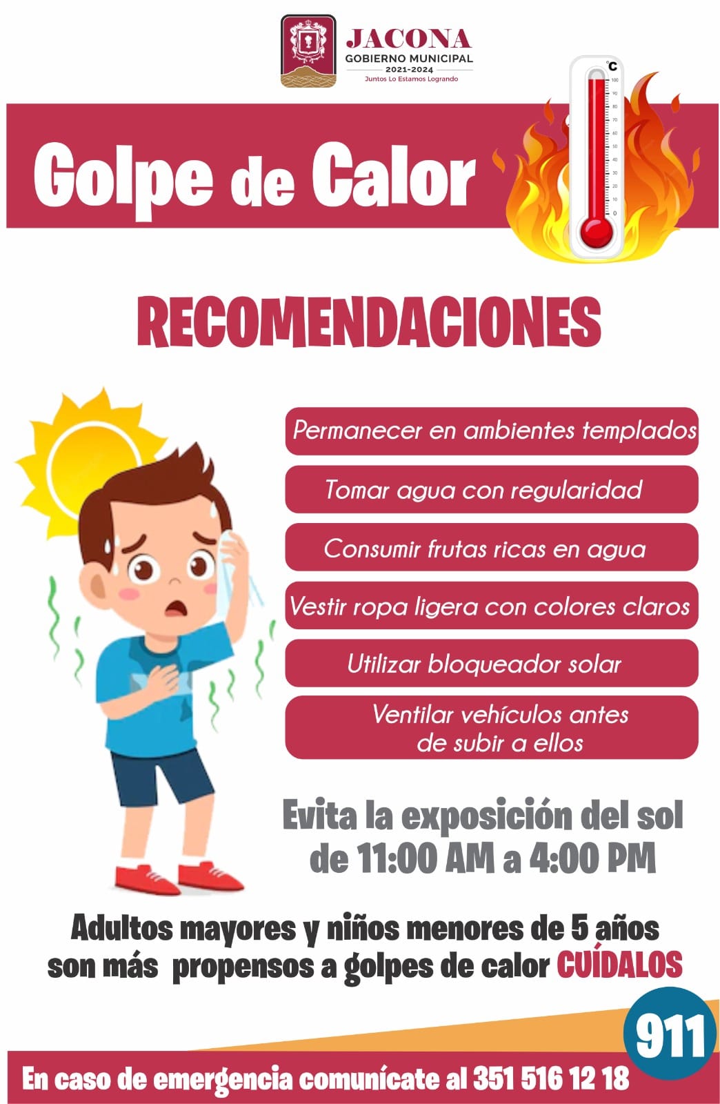 Gobierno de Jacona invita a la población a cuidarse ante la ola de calor persistente