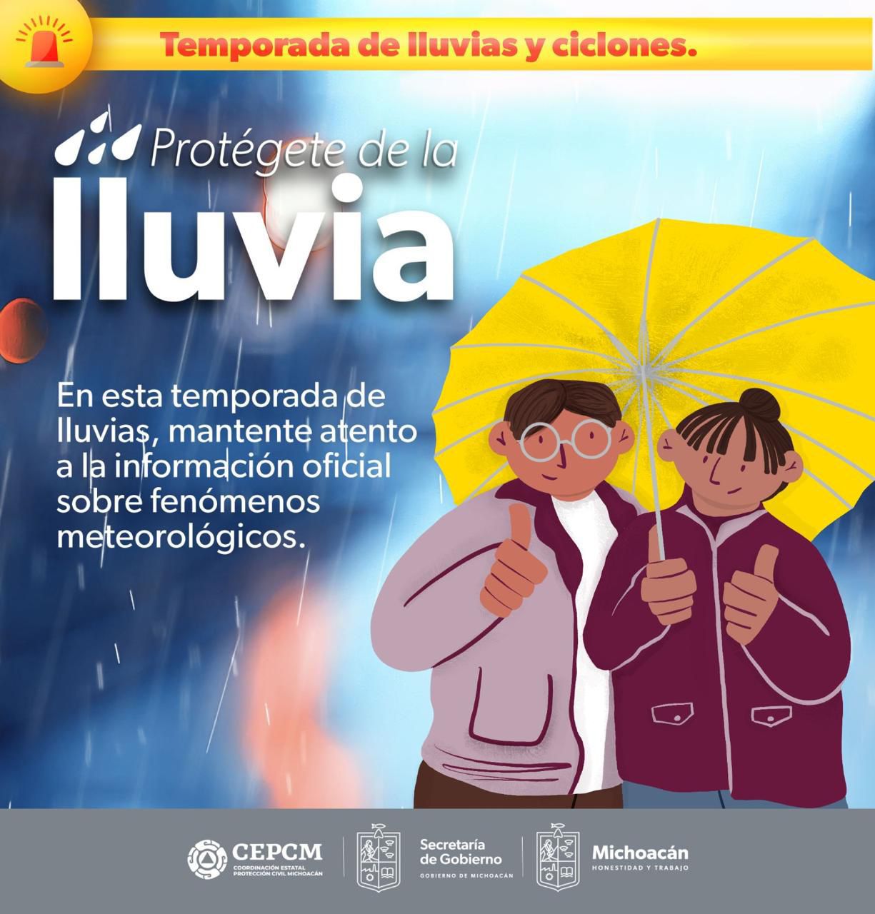 PC exhorta a extremar precauciones, ante pronostico de lluvias muy fuertes en Michoacán 