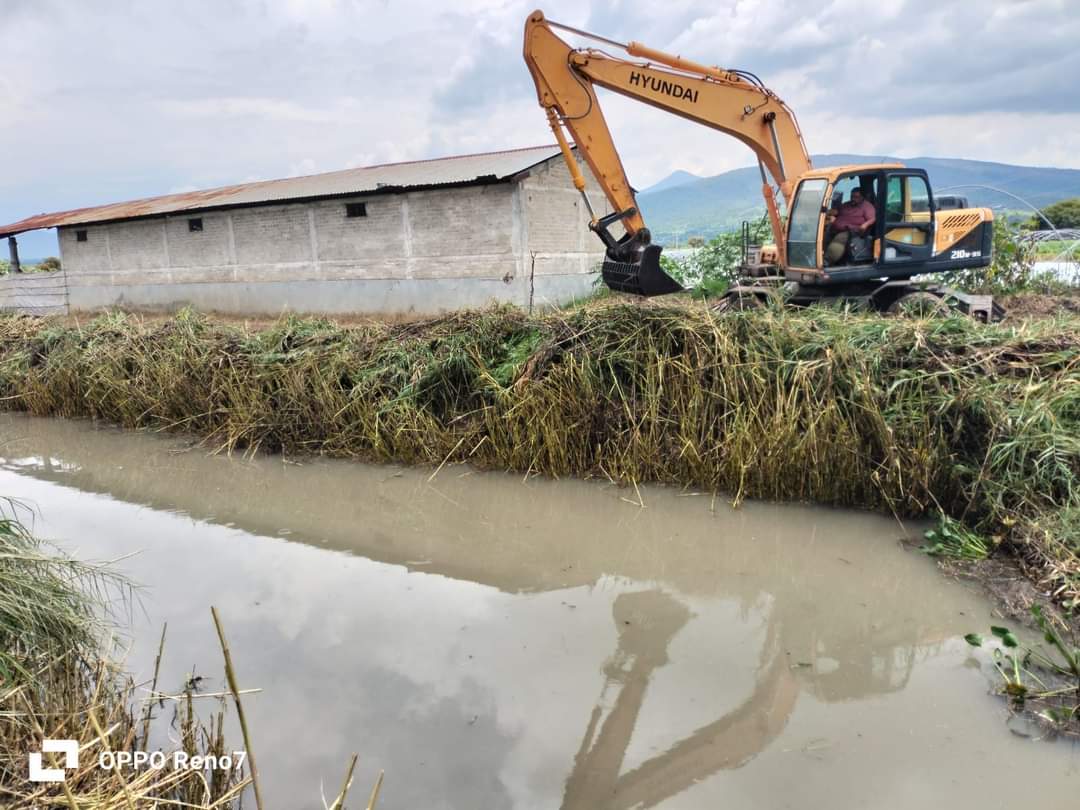 Realizan desazolve de un tramo del canal y sifón de Los Cerritos en Jacona