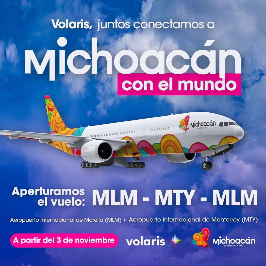 Volaris abre nueva ruta de Morelia a Monterrey