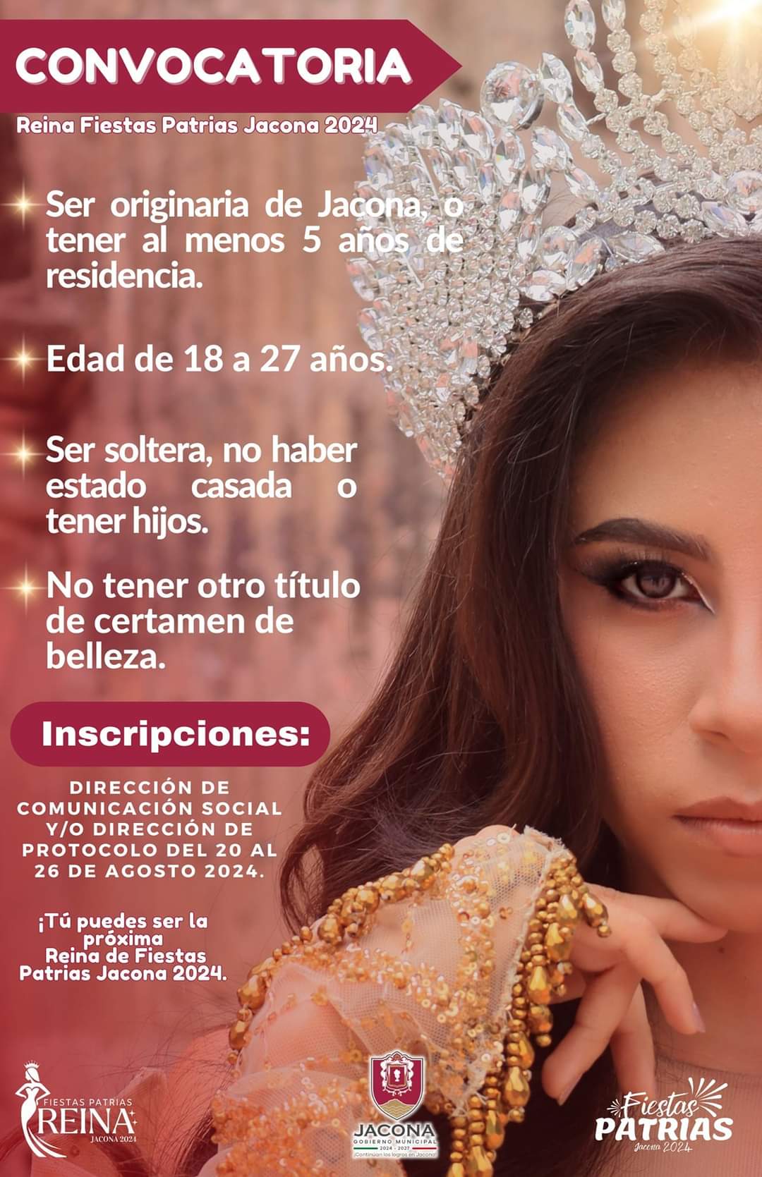 Invitan a las jóvenes jaconenses a participar para convertirse en la Reina de las Fiestas Patrias 2024