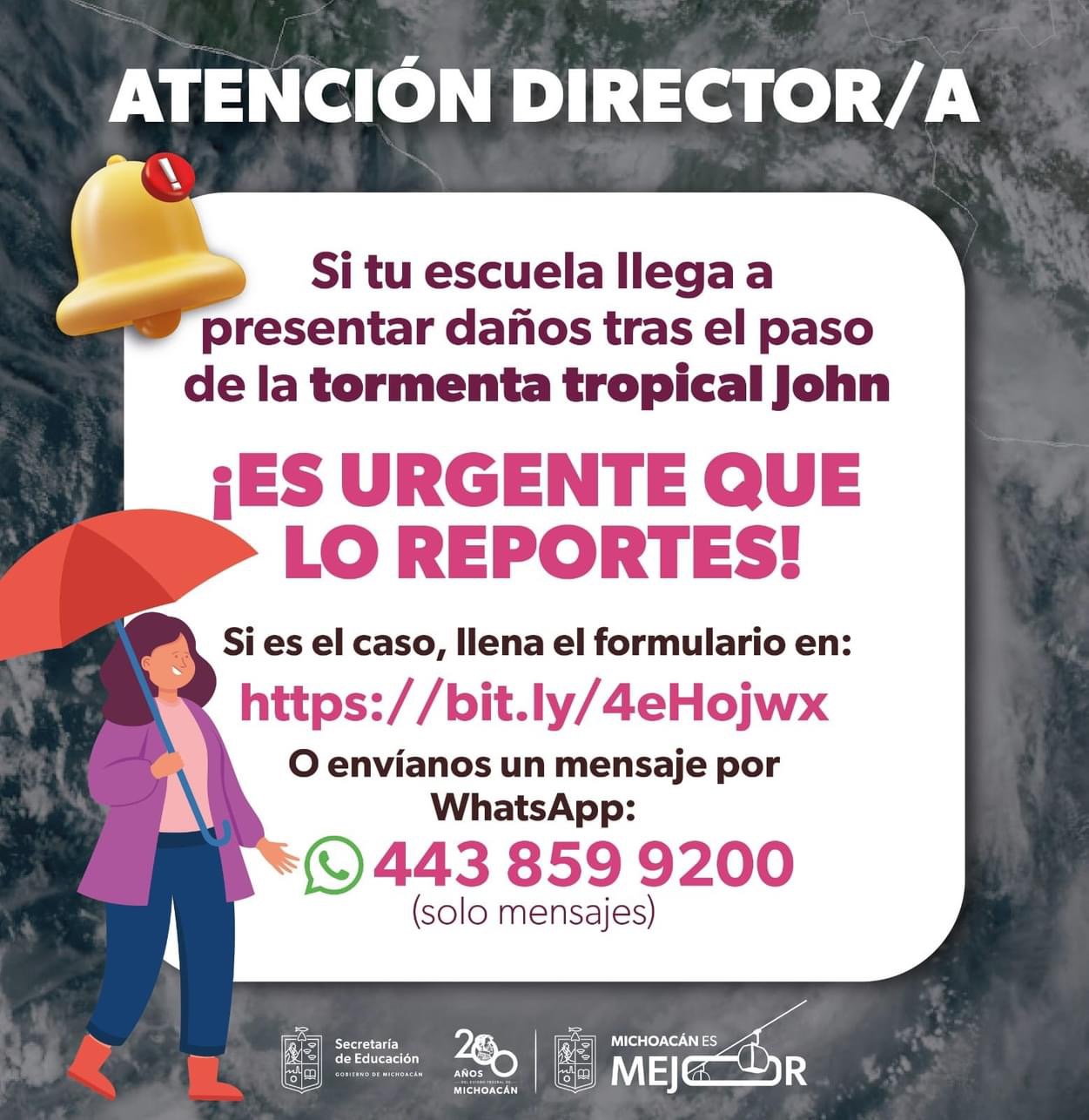 Si tu escuela sufrió daños por las lluvias, repórtalo a la SEE