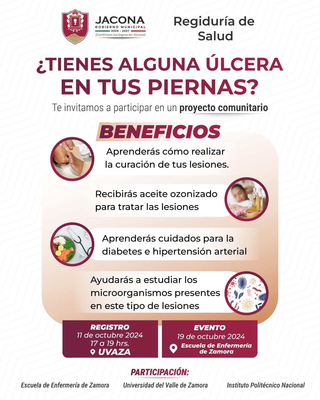 Invitan a jaconenses a participar en proyecto comunitario de salud, úlceras en piernas