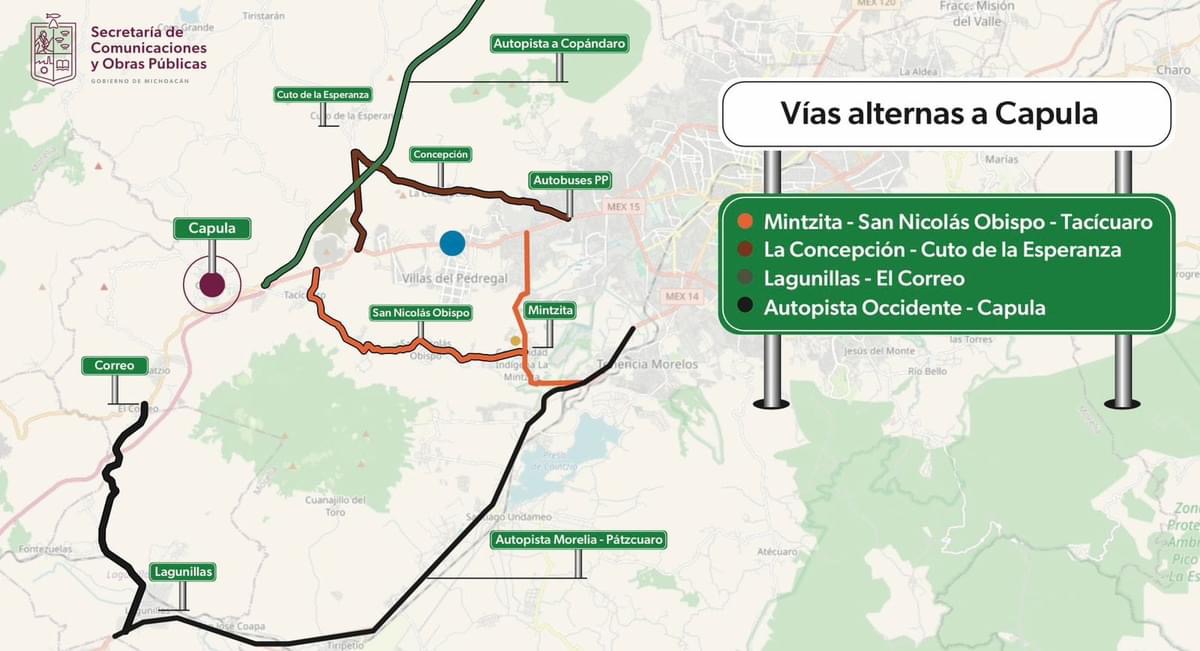 Conoce las rutas alternas para llegar a Capula a la Feria de la Catrina