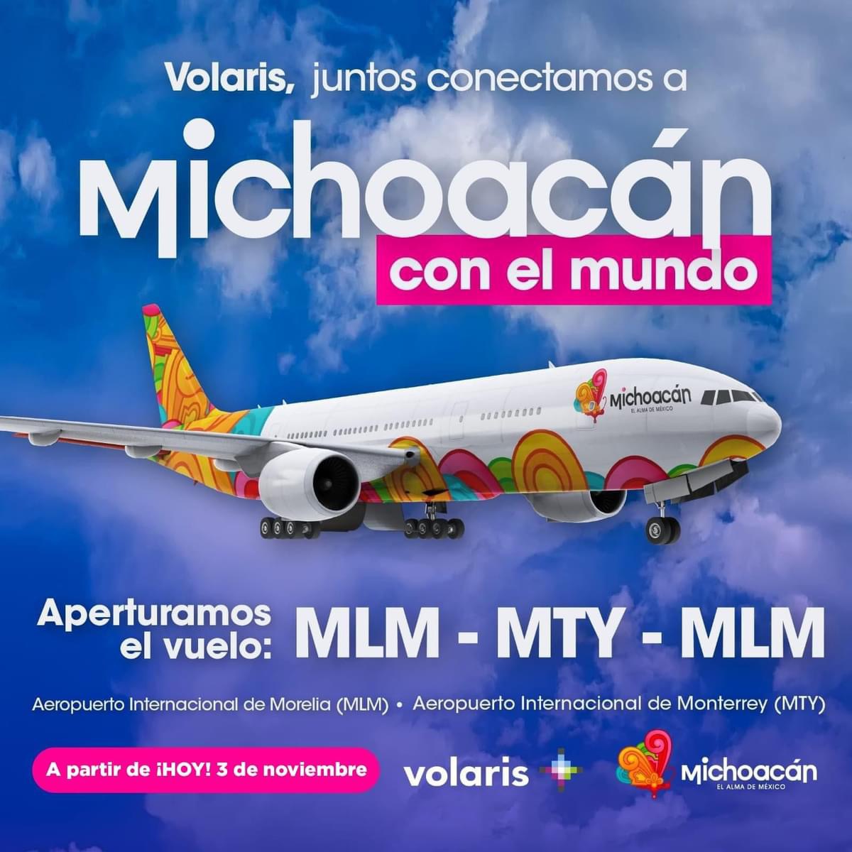 Michoacán apertura vuelo de Volaris con Monterrey